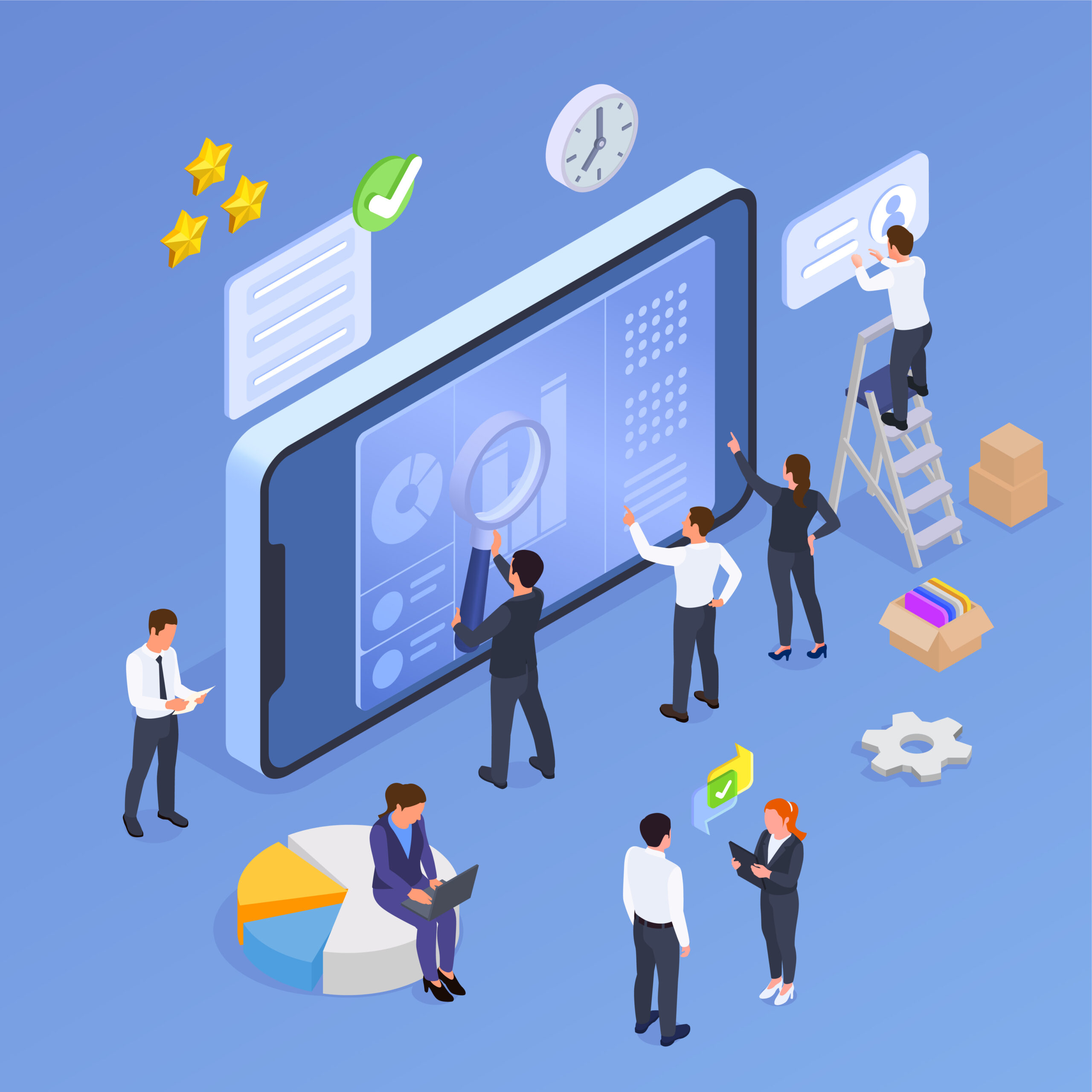 Business Software Isometric Design Concept