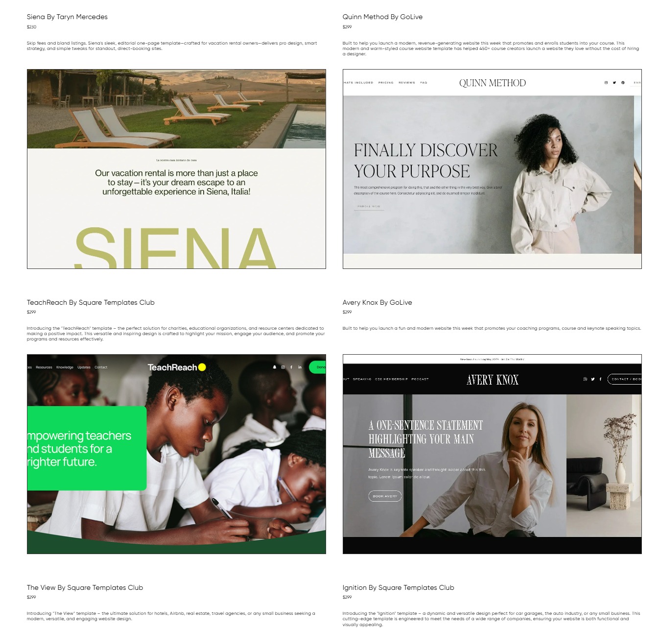 Squarespace templates