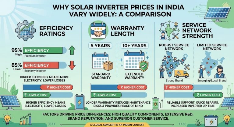 Why Solar Inverter Prices in India Vary Widely Based on Efficiency Ratings, Warranty Length and Service Network Strength